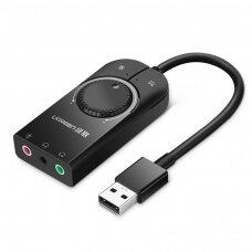 Ugreen USB external sound audio card 3,5 mm mini jack with volume control 15cm juodas (40964) (ctz220)