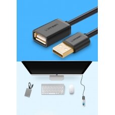Adapteris Ugreen USB (female) - USB (male) cable extension 2m Juodas (10316)