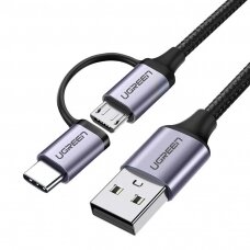 Ugreen USB - micro USB / USB Type C 2in1 kabelis 2,4A 1m juodas (30875)