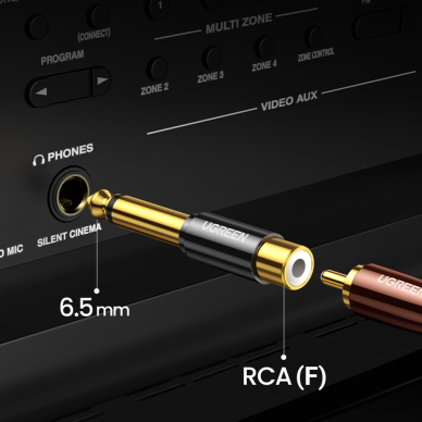 Audio adapteris Ugreen 6.35mm jack (male) to RCA (female) Auksinis (AV169 80731) 2