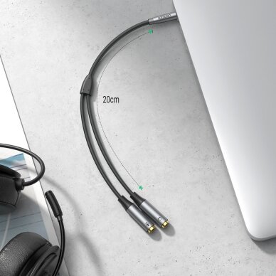 Audio adapteris Ugreen AUX 3.5mm mini extension cord cable 0,2m (AV192 50254) 3