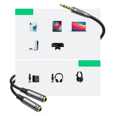 Audio adapteris Ugreen AUX 3.5mm mini extension cord cable 0,2m (AV192 50254) 4