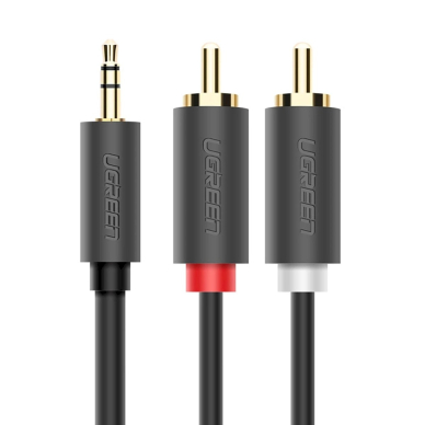 Ugreen AV102 10513 garso kabelis 3.5 mm mini lizdas (male) / 2RCA (male) 5 m – pilkas 1