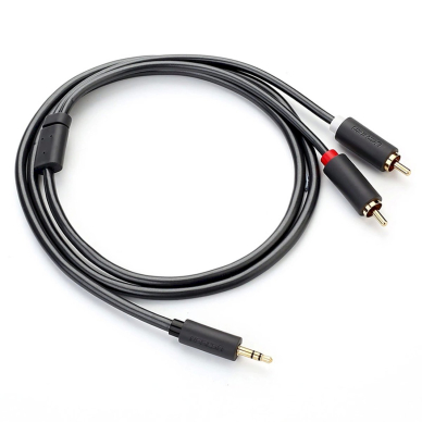 Ugreen AV102 10513 garso kabelis 3.5 mm mini lizdas (male) / 2RCA (male) 5 m – pilkas 3