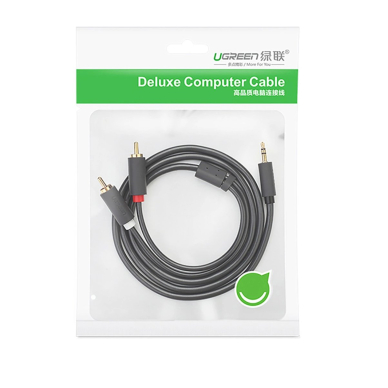 Ugreen AV102 10513 garso kabelis 3.5 mm mini lizdas (male) / 2RCA (male) 5 m – pilkas 4
