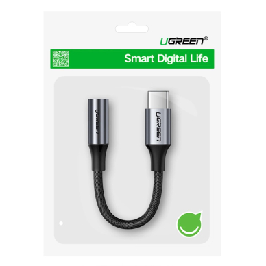 Ugreen AV161 Adapteris ausinėms mini lizdas 3.5 mm (female) / USB-C (male) 10 cm – pilkas 1