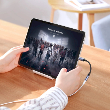Ugreen AV161 Adapteris ausinėms mini lizdas 3.5 mm (female) / USB-C (male) 10 cm – pilkas 3