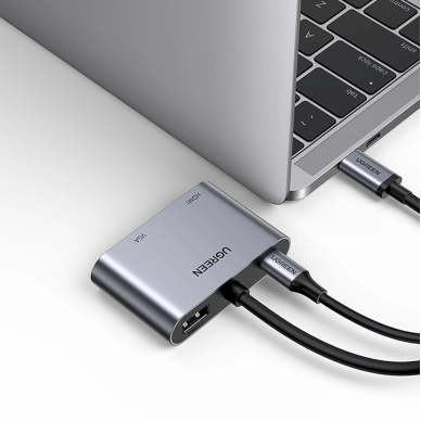 Ugreen CM162 50505 USB-C – HDMI / VGA / USB-A 3.0 / USB-C PD adapteris – pilkas 4