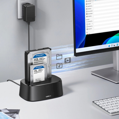 Ugreen CM198 50857 Dokavimo stotelė su USB 3.0, skirta 2.5" / 3.5" SSD/HDD diskams, EU maitinimas – juodas 6