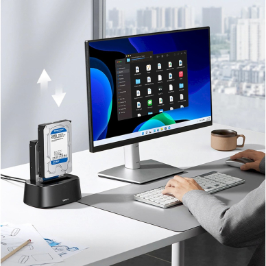 Ugreen CM198 50857 Dokavimo stotelė su USB 3.0, skirta 2.5" / 3.5" SSD/HDD diskams, EU maitinimas – juodas 8