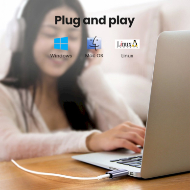 Ugreen CM383 Garso adapteris – pilkas 3