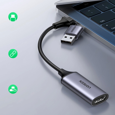 Ugreen CM489 40189 HDMI Adapter (Female) - USB-A / USB-C (Male) - pilkas 7
