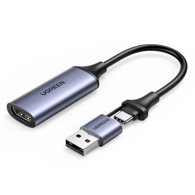 Ugreen CM489 40189 HDMI Adapter (Female) - USB-A / USB-C (Male) - pilkas