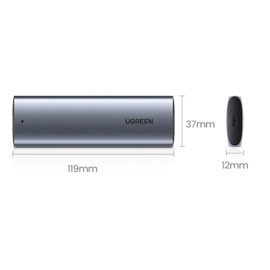 Ugreen CM578 15512 Korpusas M.2 NVMe diskui 10Gbps + USB-C / USB-A ir USB-C / USB-C kabeliai – juodas 1