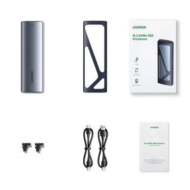Ugreen CM578 15512 Korpusas M.2 NVMe diskui 10Gbps + USB-C / USB-A ir USB-C / USB-C kabeliai – juodas 2