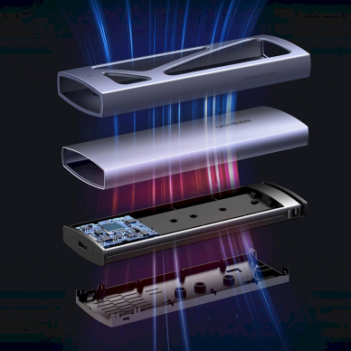 Ugreen CM578 15512 Korpusas M.2 NVMe diskui 10Gbps + USB-C / USB-A ir USB-C / USB-C kabeliai – juodas 9