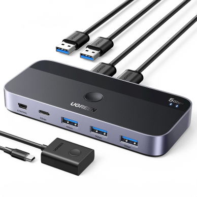 Ugreen CM662 USB 3.0 jungiklis 2-in-4 + 2x USB-A kabeliai – juodas