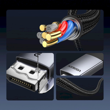 Ugreen DP119 25491 DisplayPort – HDMI 4K 60Hz kabelis 3 m – pilkas 2