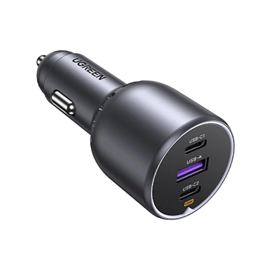 Ugreen EC705 Automobilinis įkroviklis 130W 2x USB-C + 1x USB-A – pilkas 1