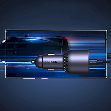 Ugreen EC705 Automobilinis įkroviklis 130W 2x USB-C + 1x USB-A – pilkas 6