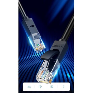 Ugreen Ethernet patchcord kabelis RJ45 Cat 6 UTP 1000Mbps 1m Juodas (20159) 1