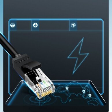 Ugreen Ethernet patchcord kabelis RJ45 Cat 6 UTP 1000Mbps 1m Juodas (20159) 3