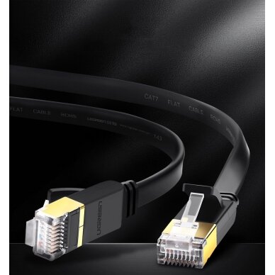 Ugreen Ethernet patchcord flat cable RJ45 Cat 7 STP LAN 10 Gbps 10 m Juodas (NW106 11265) 3