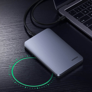 Išorinis Kietojo Disko Ugreen 2,5" Korpusas SATA 3.0 6Gbps Pilkas + USB - USB Type C Kabelis 0,5m (CM300) 10