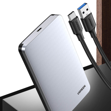 Išorinis Kietojo Disko Ugreen 2,5" Korpusas SATA 3.0 6Gbps Pilkas + USB - USB Type C Kabelis 0,5m (CM300) 2