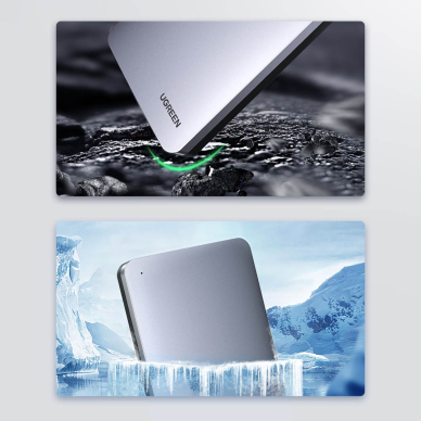 Išorinis Kietojo Disko Ugreen 2,5" Korpusas SATA 3.0 6Gbps Pilkas + USB - USB Type C Kabelis 0,5m (CM300) 3