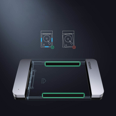 Išorinis Kietojo Disko Ugreen 2,5" Korpusas SATA 3.0 6Gbps Pilkas + USB - USB Type C Kabelis 0,5m (CM300) 8