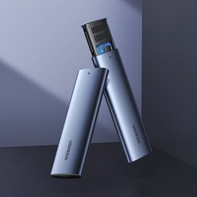 Išorinio Disko korpusas Ugreen external SSD drive M.2 housing case USB 3.2 Gen 2 (SuperSpeed USB 10 Gbps) + Kabelis USB Type C 0,5m Pilkas(CM400 10902) 1