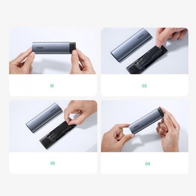 Išorinio Disko korpusas Ugreen external SSD drive M.2 housing case USB 3.2 Gen 2 (SuperSpeed USB 10 Gbps) + Kabelis USB Type C 0,5m Pilkas(CM400 10902) 13