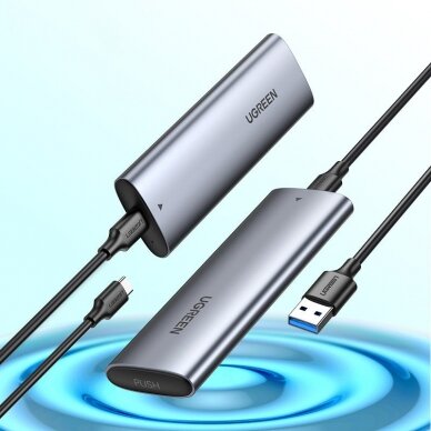 Išorinio Disko korpusas Ugreen external SSD drive M.2 housing case USB 3.2 Gen 2 (SuperSpeed USB 10 Gbps) + Kabelis USB Type C 0,5m Pilkas(CM400 10902) 9