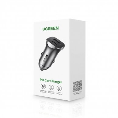 Akcija! Ugreen fast car charger USB-A / USB-C 18W gray (CD130) 4 Akcija! Ugreen fast car charger USB-A / USB-C 18W gray (CD130) 4