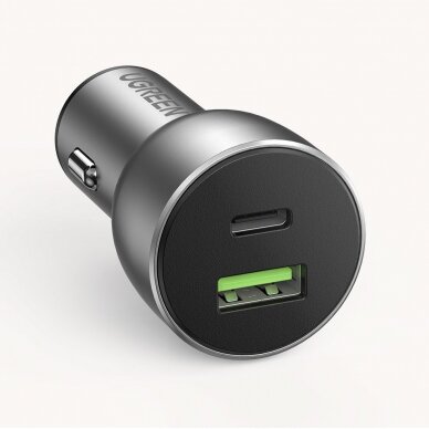 Ugreen fast car charger USB / USB Typ C Quick Charge 3.0 Power Delivery 36 W 3 A gray (CD213 60980) 3