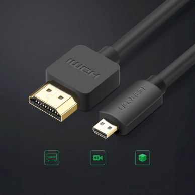Ugreen HD127 Micro HDMI – HDMI 2.0 kabelis 1 m – juodas 3