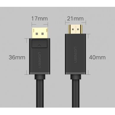 Ugreen HDMI - DisplayPort cable 4K 30 Hz 28 AWG 1,5 m black (DP101 10239) 20