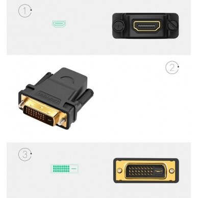 Ugreen HDMI (female) - DVI 24+1 (male) adapter FHD 60 Hz black (20124) 2
