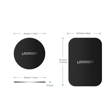 Ugreen LP123 60410 Apvalios / stačiakampės metalinės plokštelės, skirtos magnetiniams telefono laikikliams – juoda (2 vnt.) 1