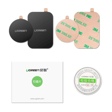 Ugreen LP123 60410 Apvalios / stačiakampės metalinės plokštelės, skirtos magnetiniams telefono laikikliams – juoda (2 vnt.) 2