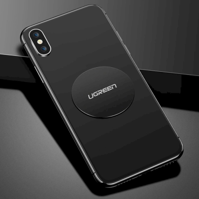 Ugreen LP123 60410 Apvalios / stačiakampės metalinės plokštelės, skirtos magnetiniams telefono laikikliams – juoda (2 vnt.) 5