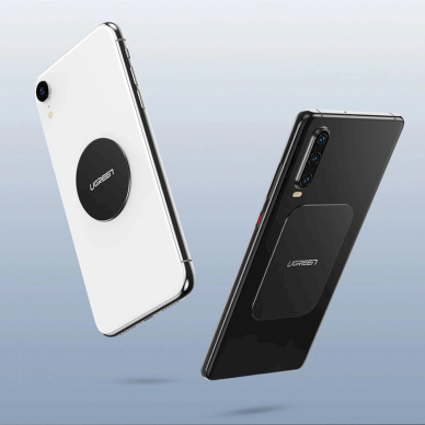 Ugreen LP123 60410 Apvalios / stačiakampės metalinės plokštelės, skirtos magnetiniams telefono laikikliams – juoda (2 vnt.) 7
