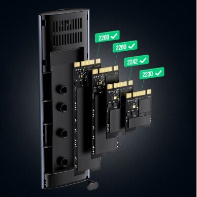 Kietojo Disko Korpusas Ugreen M.2 B-Key SATA 3.0 hard drive enclosure 5Gbps + USB Type C kabelis Pilkas (CM400) 7