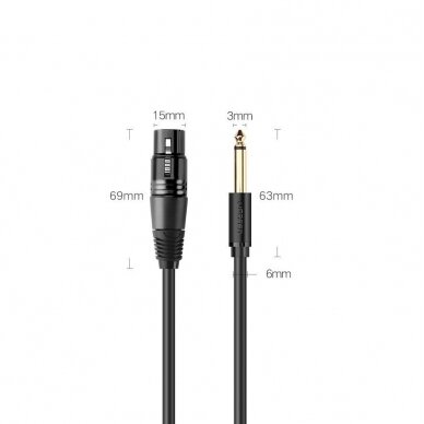 Kabelis Ugreen microphone XLR (female) - 6,35 mm jack (male) 2 m juodas (20719 AV131) 9