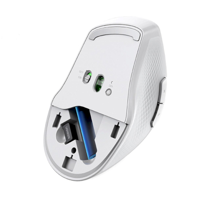 Ugreen MU101 Ergonominė belaidė pelė Bluetooth / 2.4 GHz – balta 1