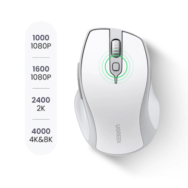 Ugreen MU101 Ergonominė belaidė pelė Bluetooth / 2.4 GHz – balta 3