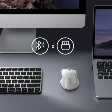 Ugreen MU101 Ergonominė belaidė pelė Bluetooth / 2.4 GHz – balta 5
