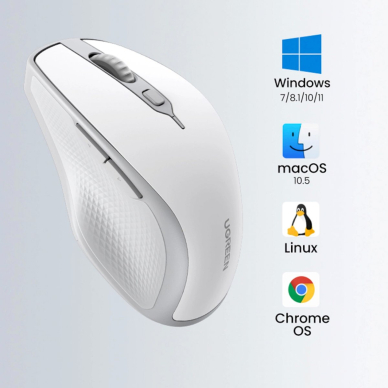 Ugreen MU101 Ergonominė belaidė pelė Bluetooth / 2.4 GHz – balta 6