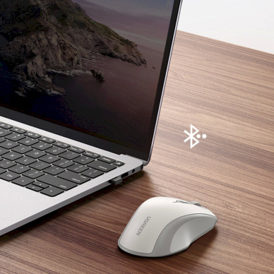 Ugreen MU101 Ergonominė belaidė pelė Bluetooth / 2.4 GHz – balta 7